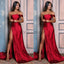 Red Side Slit Cheap Formal Mermaid Simple Modest Long Prom Dresses PD1647