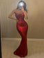 Red Sexy Sweetheart Strapless Mermaid Long Sequin Simple Prom Dress, PD3537