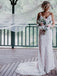 Sexy Boho Rustic Cocktail Lace Modest Long Wedding Dress, WD0583