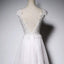 Scoop Neck  V-Back Long Floor-Length Lace Appliques Beach Popular Wedding Dresses,WD0298