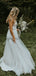 See Through Lace Ivory Tulle V-neck V-back Beach Wedding Dresses WD367