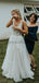 See Through Lace Ivory Tulle V-neck V-back Beach Wedding Dresses WD367