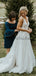 See Through Lace Ivory Tulle V-neck V-back Beach Wedding Dresses WD367