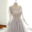 Sequin Sparkly Top Long Sleeves Scoop Unique Design Wedding Dresses, Spring Summer Free Custom Bridal Gowns , WD0283