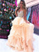 Sexy Pink and Blue, Champagne Sparkly Top Open Back Pretty A-line Prom Dresses, PD0654