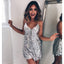 Sexy Sparkly Spaghetti Strap Silver Open Back Mermaid Short Homecomg Dress, BD0410