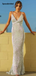 Sexy Sparkly V-neck Spaghetti Strap Silver Mermaid Long Prom Dress, PD3028