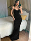 Sexy Green, Black Open Back Sweetheart Spaghetti Straps Mermaid Long Prom Dresses, PD3578