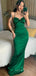 Sexy Green, Black Open Back Sweetheart Spaghetti Straps Mermaid Long Prom Dresses, PD3578
