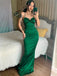 Sexy Green, Black Open Back Sweetheart Spaghetti Straps Mermaid Long Prom Dresses, PD3578