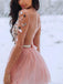 Unique Multi-color Black, White and Pink Long Sleeves A-line Short Homecoming Dresses, BD0446