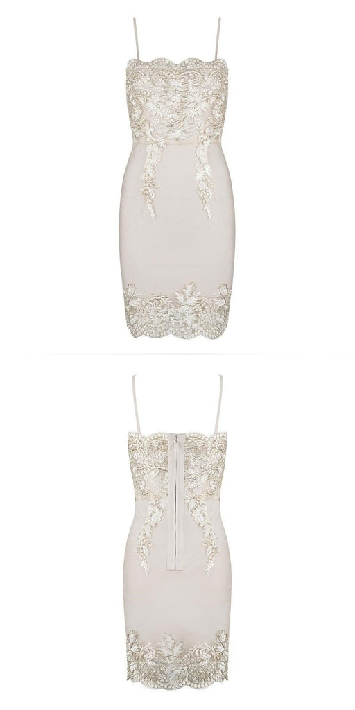 Sexy Blush Pink Spaghetti Strap Tight Mermaid Lace Short Homecoming Dress, BD0228