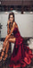 Simple Sexy Elegant Straps V Neck Mermaid Burgundy Prom Dresses,Long Evening Dress with Criss Cross Back, PD0979