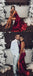Simple Sexy Elegant Straps V Neck Mermaid Burgundy Prom Dresses,Long Evening Dress with Criss Cross Back, PD0979