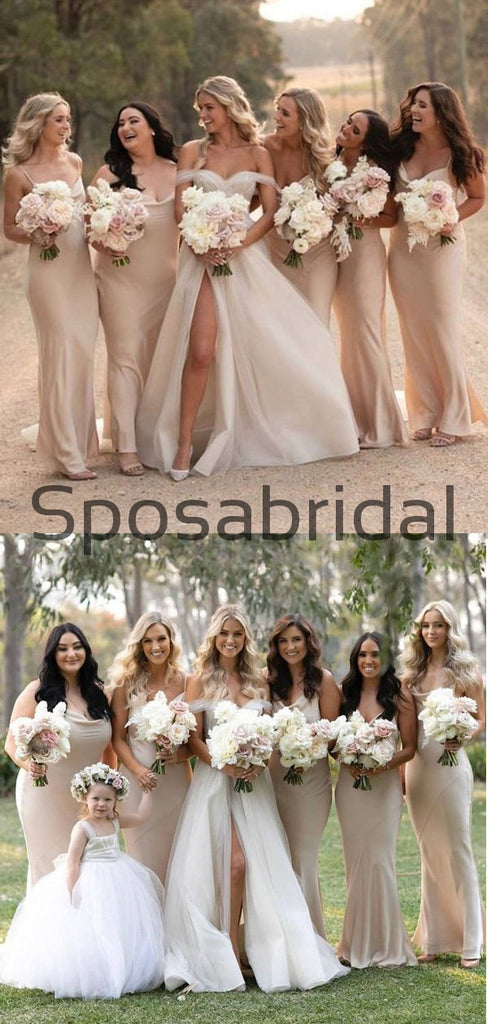Spaghetti Straps Long Most Popular Beach Bridesmaid Dresses WG835