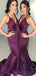 Spaghetti Straps Long Purple Open Back Mermaid Modest Bridesmaid Dresses, WG391