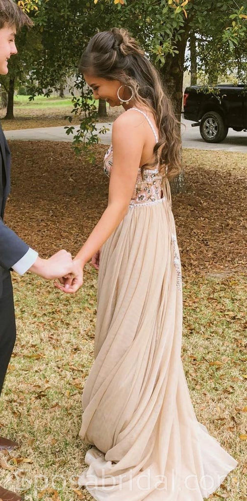 Spaghetti Straps Long  Prom Dress, Unique Design Modest Prom Dresses, PD1363