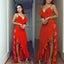 Spaghetti Straps Red  High Split Sexy Fashion Modest Cheap Prom Dresses , PD1001