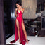Spaghetti  Straps Sexy Sexy Red A-line Simple Cheap Prom Dresses with split, Evening dress, party dress , PD0806