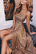 Sparkly Sequin Side Slit Shinning  Long Modest Simple A line Prom Dresses, Evening Dress, PD1300