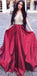 Sparkly Modest Gorgeous Sleeveless A-Line Beaded Burgundy Long Prom Dresses, PD1385