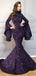 Sparkly Sequin Mermaid Long Sleeves High Neck Formal Cheap Modest Long Prom Dresses PD1666