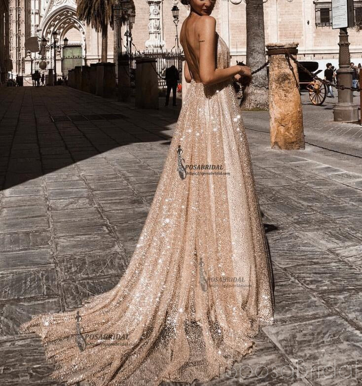 2019 Sparkly Sequin Sexy Fashion Spaghetti Straps Prom Dresses, Shinning Unique Long Gorgeous Evening dress, PD0772 - SposaBridal