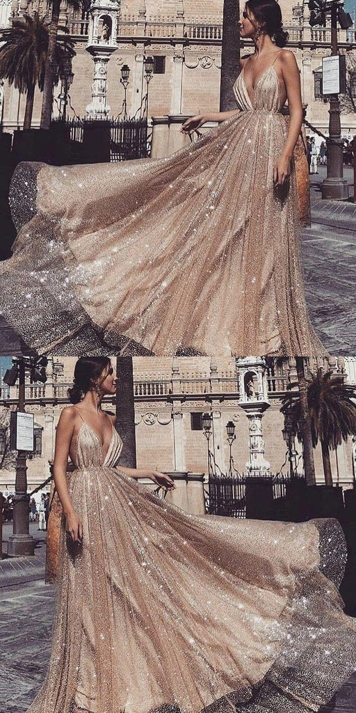 2019 Sparkly Sequin Sexy Fashion Spaghetti Straps Prom Dresses, Shinning Unique Long Gorgeous Evening dress, PD0772 - SposaBridal