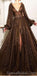 Sparkly Unique Design Elegant Pretty Long Sleeves Dide Split A-line Prom Dresses,PD1185