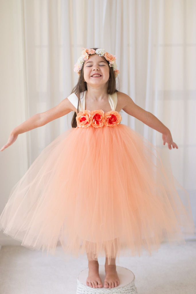 Strap Dusty Orange Pixie Tutu Dresses, Cheap Popular Flower Girl Dresses,Junior Bridesmaid Dresses, FG113