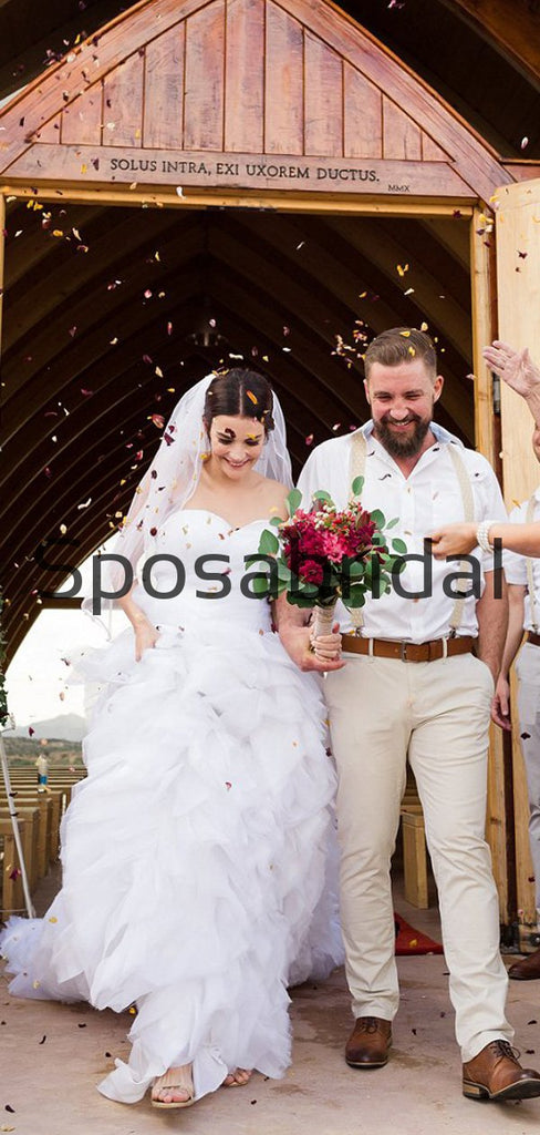 Sweatheat Tulle Rustic Illusion Chic Country Beach Long Wedding Dresses WD0556
