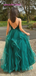 Charming Sweetheart Spaghetti Strap Sequin Organza Prom Dresses, PD3051