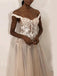 Sweetheart Unique Off the Shoulder Ivory A-line Long Beach Wedding Dress, WD0587
