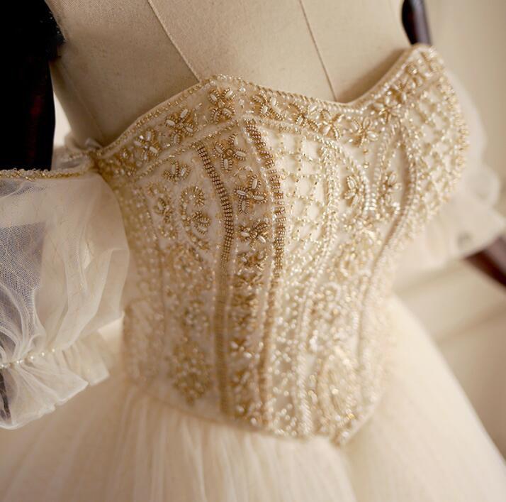 Top Beaded Sparkly Formal Unique Off Shoulder Prince Wedding Dresses, 2018 New Arrival Bridal Gowns , WD0292