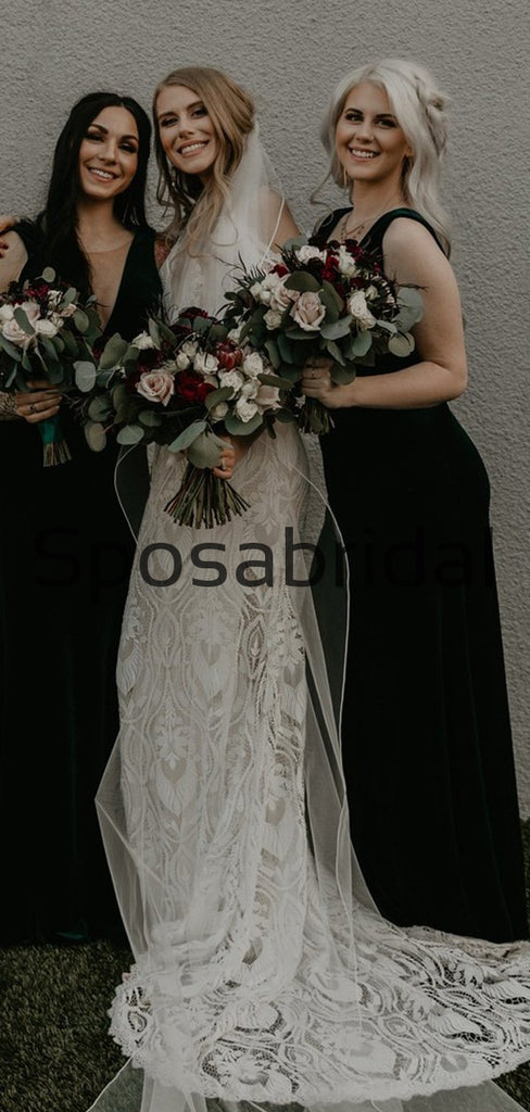 Unique Full Lace Vintage  Chic Exquisite Beach Long Wedding Dresses WD0557