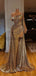 Unique Design Gold One Shoulder Side Slit Fashion Modest Mermaid Prom Dresses PD1457