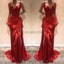 Unique Design Red  Satin Simple Fashion Modest Mermaid Prom Dresses PD1460