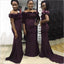 Unqiue Off the Shoulder Purple Mermaid Bridesmaid Dresses WG738