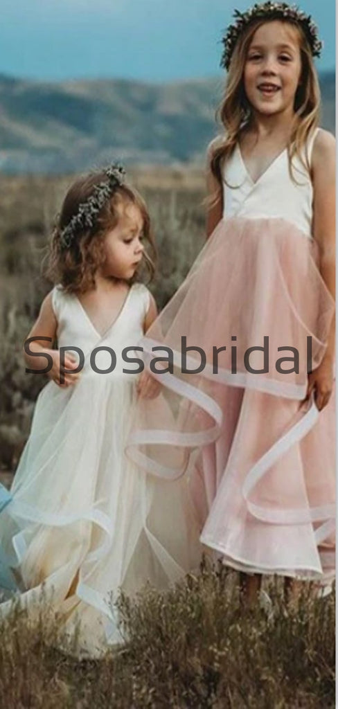 V-Neck Simple Cheap Lovely Custom Flower Girl Dresses, FG130
