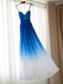 Chiffon Blue Gradient Beautiful Popular Unique Prom Dresses, Party Dress, Evening Dress, PD0498