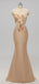 Elegant A-line Sexy V Neck Gold Long Modest Side-slit Bridesmaid Dress, WG239