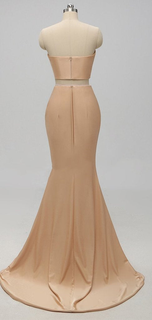 Elegant A-line Sexy V Neck Gold Long Modest Side-slit Bridesmaid Dress, WG239