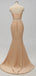 Elegant A-line Sexy V Neck Gold Long Modest Side-slit Bridesmaid Dress, WG239