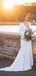 White Satin Long Sleeve V-neck With Train Simple Wedding Dresses WD370