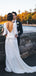 White Satin Long Sleeve V-neck With Train Simple Wedding Dresses WD370
