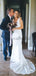 White Satin V-neck Sleeveless Mermaid With Train Wedding Dresses WD371