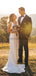 White Satin V-neck Sleeveless Mermaid With Train Wedding Dresses WD371