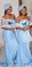Baby Blue Modest Sexy Strapless Mermaid Long Bridesmaid Dress, WG898
