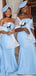 Baby Blue Modest Sexy Strapless Mermaid Long Bridesmaid Dress, WG898