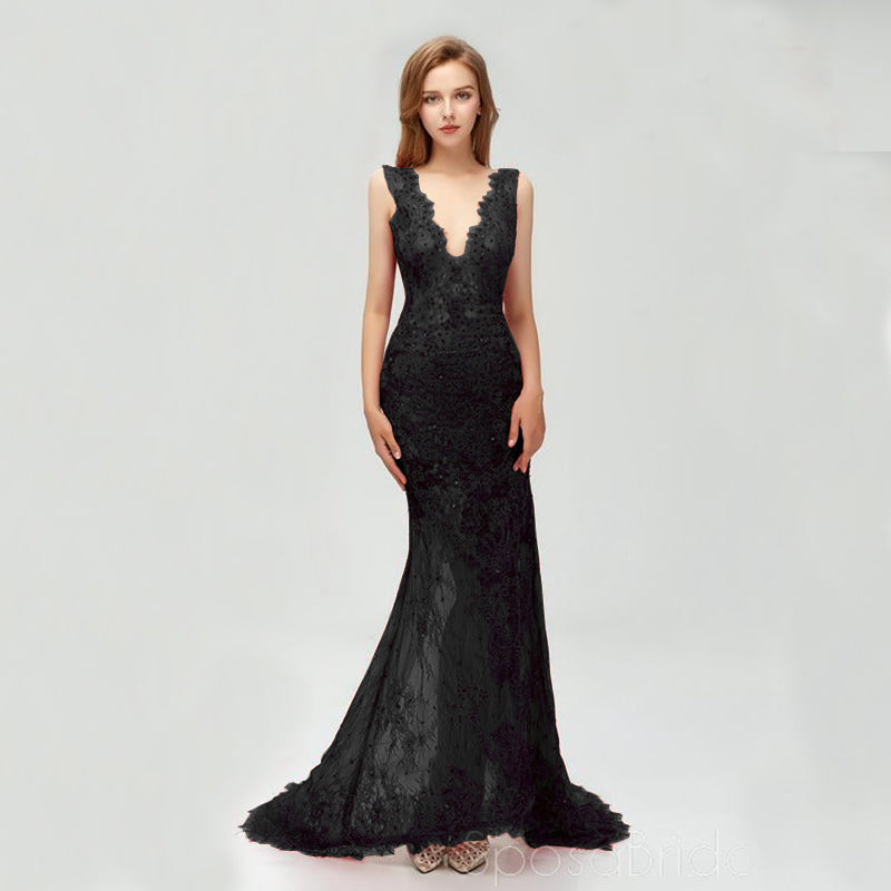Charming Elegant Colorful Full Lace Mermaid  ELegant Side Split Prom Dresses, PD1025